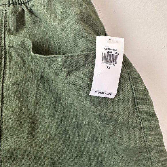 Old Navy Shorts women XL High Rise Linen Blend Olive Green Pull On Pockets NWT - Picture 4 of 7
